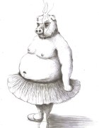 Cerdo bailarín. ilustración de Pablo Peña